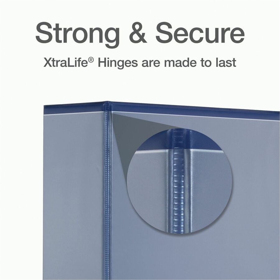 Cardinal Xtralife ClearVue Locking Slant-D Binders - 4" Binder Capacity - Letter - 8 1/2" x 11" Sheet Size - 890 Sheet Capacity - 3 3/5" Spine Width - 3 x D-Ring Fastener(s) - 2 Inside Front & Back Pocket(s) - Polyolefin - Blue - 1.80 lb - Non-stick, - 6