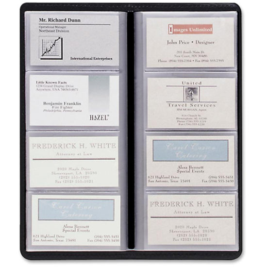 Cardinal Sewn 96 Card File - 96 Capacity - 4.25" Width x 10.38" Length - Black Vinyl Cover - 