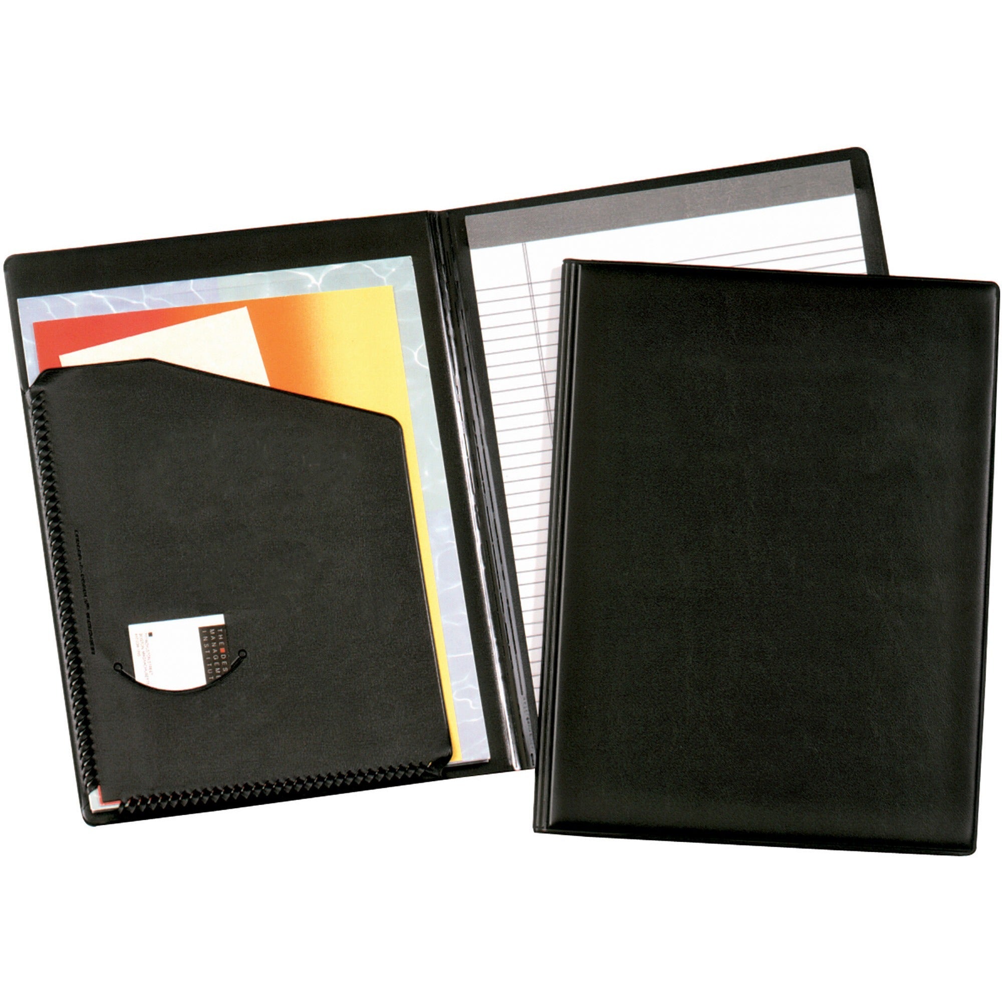 cardinal-397-610-letter-pad-folio-9-1-2-x-12-1-2-100-sheet-capacity-1-inside-front-pockets-vinyl-polyvinyl-chloride-pvc-black-1-each_crd397610 - 1