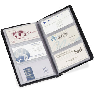 Cardinal Business Card File - 72 Capacity - 4.38" Width x 7.75" Length - Black Vinyl Cover