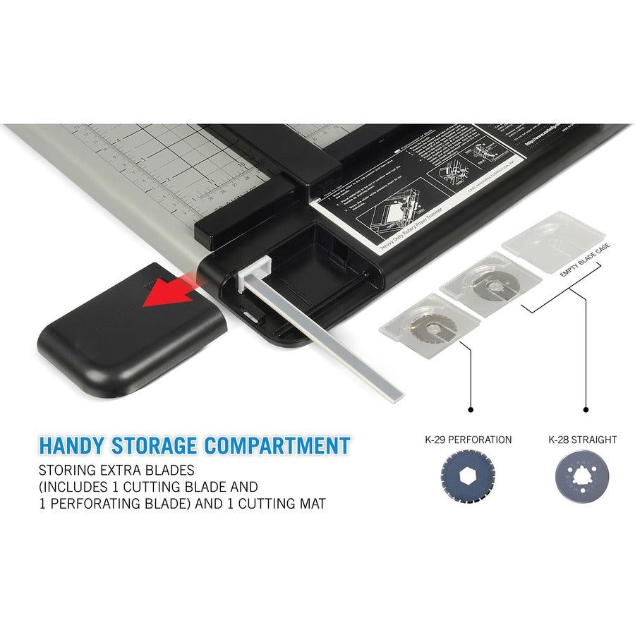 CARL Heavy-Duty Metal Base 12" Paper Trimmer - 1 x Blade(s)Cuts 36Sheet - 12" Cutting Length - Straight, Perforated Cutting - 0.8" Height x 14" Width - Metal Base, Acrylonitrile Butadiene Styrene (ABS), Acrylic - Gray