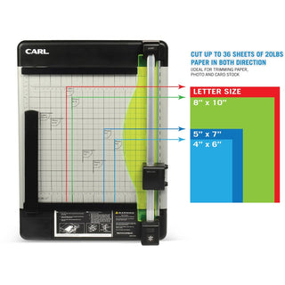CARL Heavy-Duty Metal Base 12" Paper Trimmer - 1 x Blade(s)Cuts 36Sheet - 12" Cutting Length - Straight, Perforated Cutting - 0.8" Height x 14" Width - Metal Base, Acrylonitrile Butadiene Styrene (ABS), Acrylic - Gray