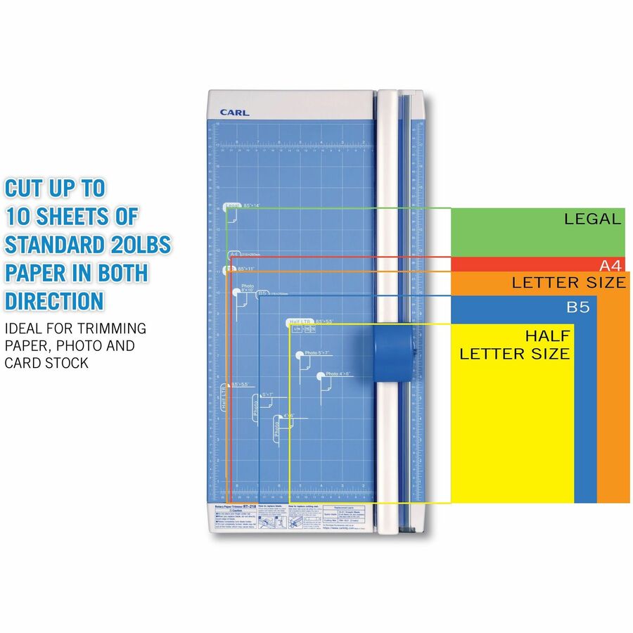 CARL 18" Professional Paper Trimmer - Cuts 10Sheet - 18" Cutting Length - Straight Cutting - 0.8" Height x 10.3" Width x 18" Depth - White