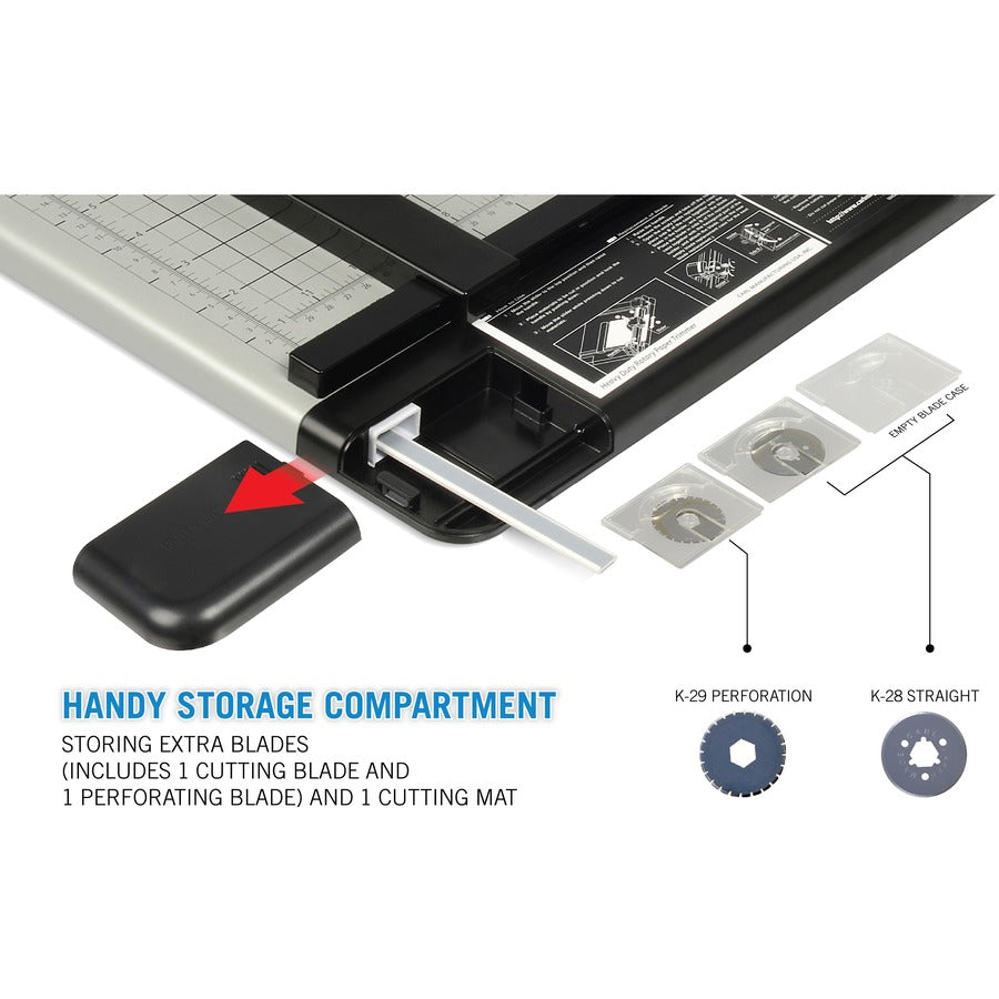 CARL Heavy-Duty 15" Paper Trimmer - 1 x Blade(s)Cuts 36Sheet - 15" Cutting Length - Straight, Perforated Cutting - 0.8" Height x 14" Width - Metal Base, Acrylonitrile Butadiene Styrene (ABS), Acrylic - Gray