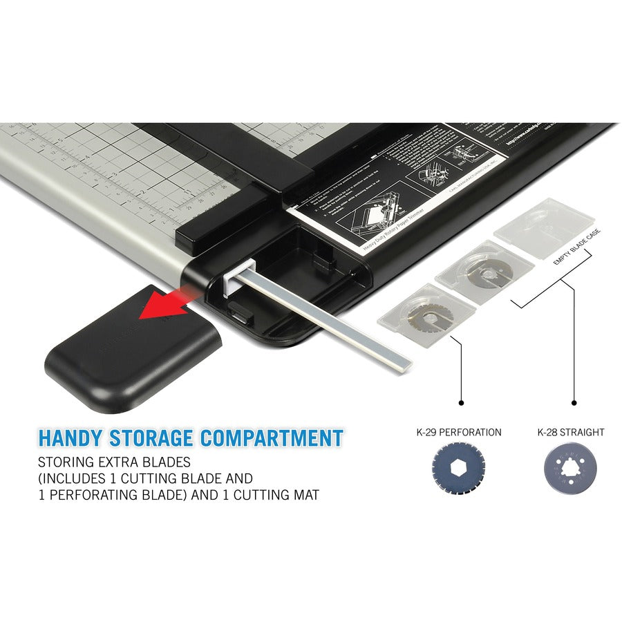 CARL Heavy-Duty Metal Base 18" Paper Trimmer - 1 x Blade(s)Cuts 36Sheet - 18" Cutting Length - Straight, Perforated Cutting - 0.8" Height x 14" Width - Metal Base, Acrylonitrile Butadiene Styrene (ABS), Acrylic - Gray