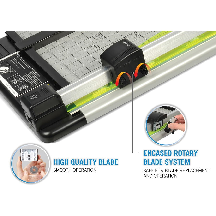 CARL Heavy-Duty Metal Base 18" Paper Trimmer - 1 x Blade(s)Cuts 36Sheet - 18" Cutting Length - Straight, Perforated Cutting - 0.8" Height x 14" Width - Metal Base, Acrylonitrile Butadiene Styrene (ABS), Acrylic - Gray