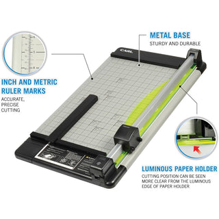 CARL Heavy-Duty Metal Base 18" Paper Trimmer - 1 x Blade(s)Cuts 36Sheet - 18" Cutting Length - Straight, Perforated Cutting - 0.8" Height x 14" Width - Metal Base, Acrylonitrile Butadiene Styrene (ABS), Acrylic - Gray