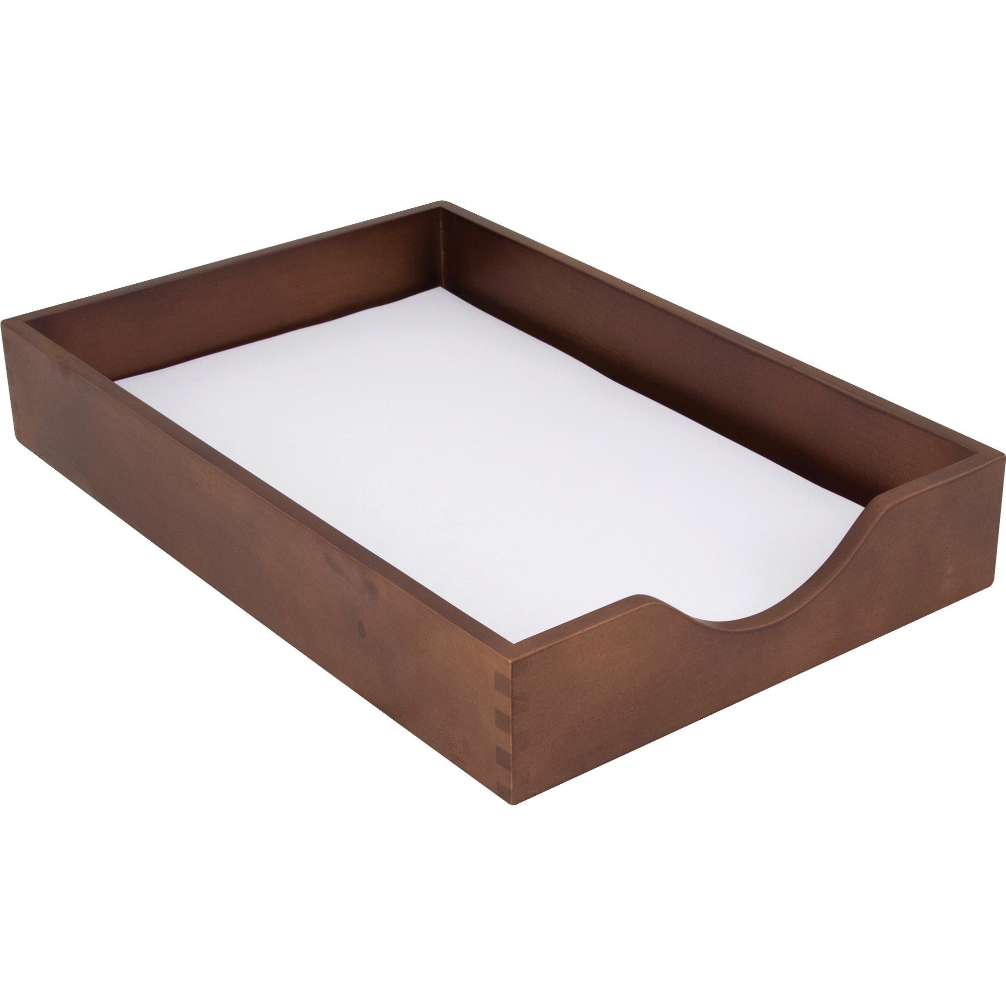 Carver Solid Wood Desk Tray - Desktop - Stackable - Walnut - Walnut - Oak - 1 Each - 