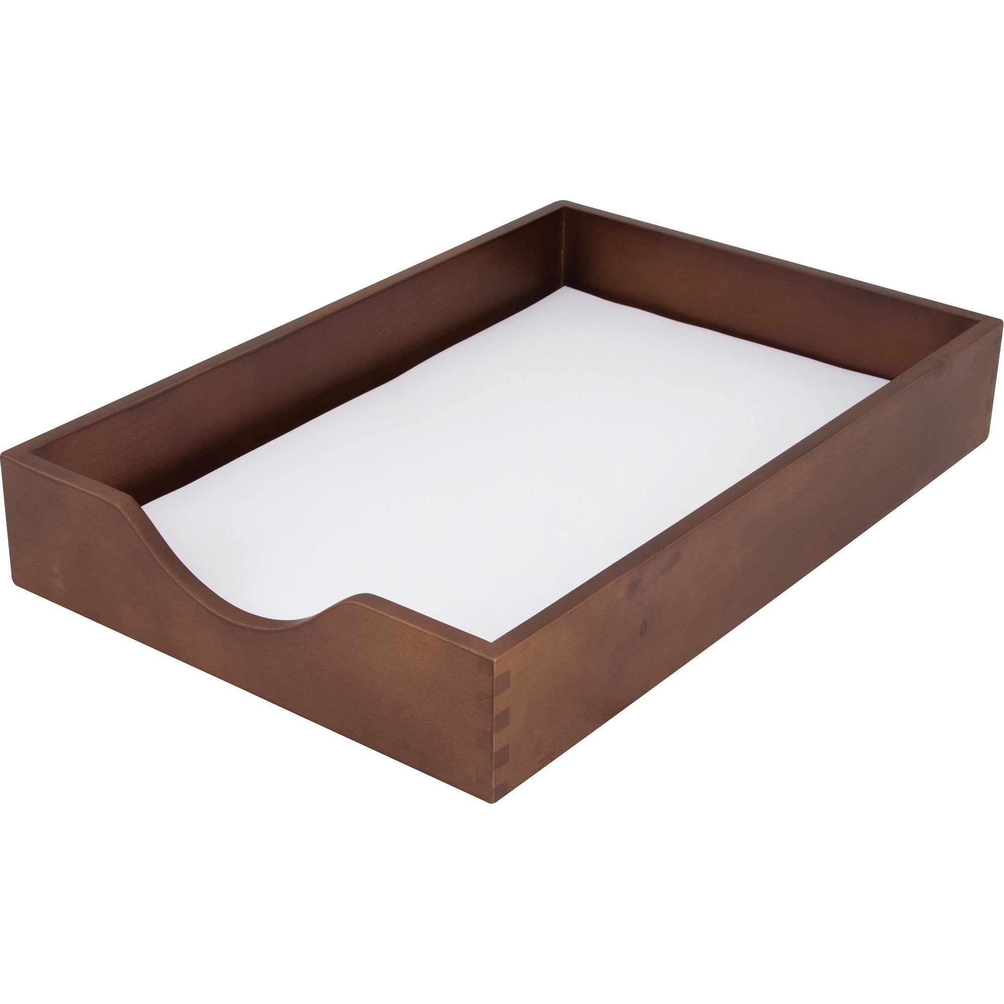 Carver Solid Wood Desk Tray - Desktop - Stackable - Walnut - Walnut - Oak - 1 Each - 