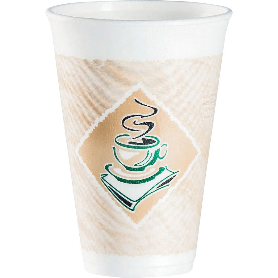 Dart 16 oz Cafe G Design Insulated Foam Cups - 25 / Bag - 40 / Carton - White - Foam - Cold Drink, Hot Drink - 
