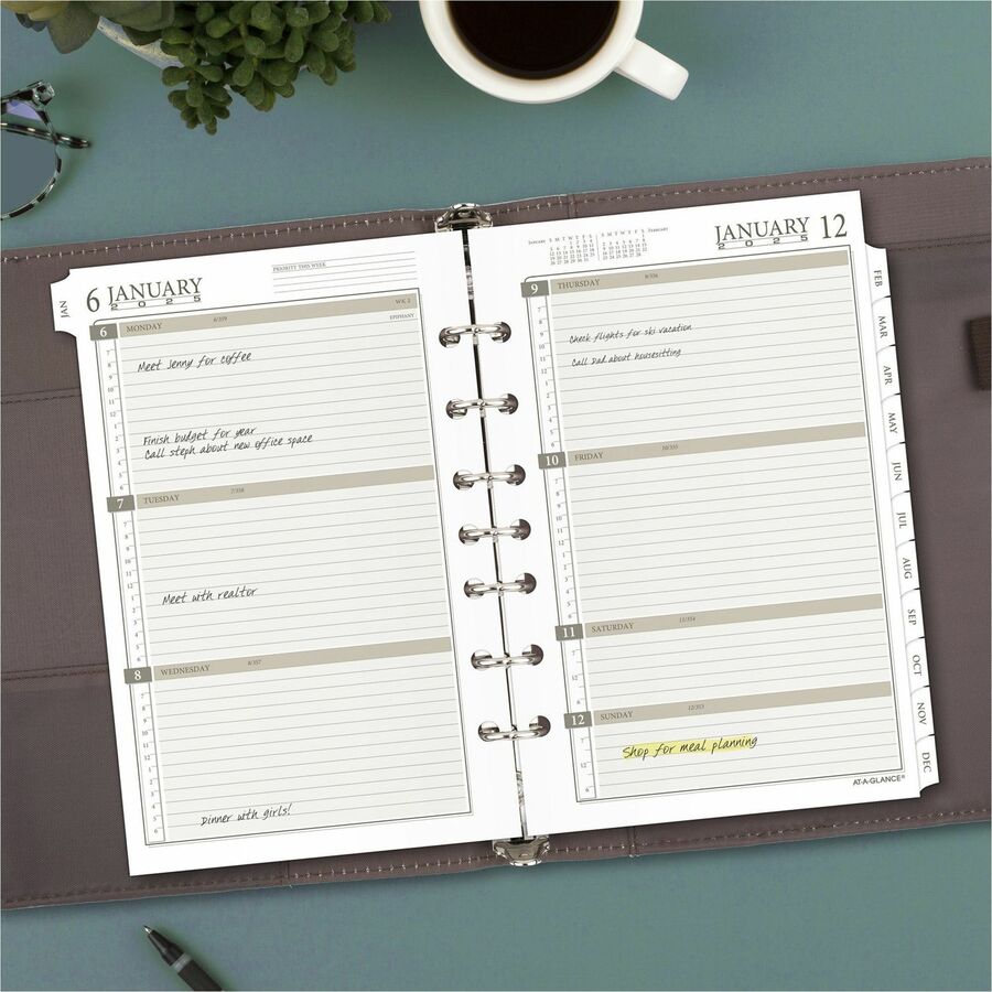 2-Page-Per-Week Planner Refills, 8.5 x 5.5, White Sheets, 12-Month (Jan to Dec): 2024