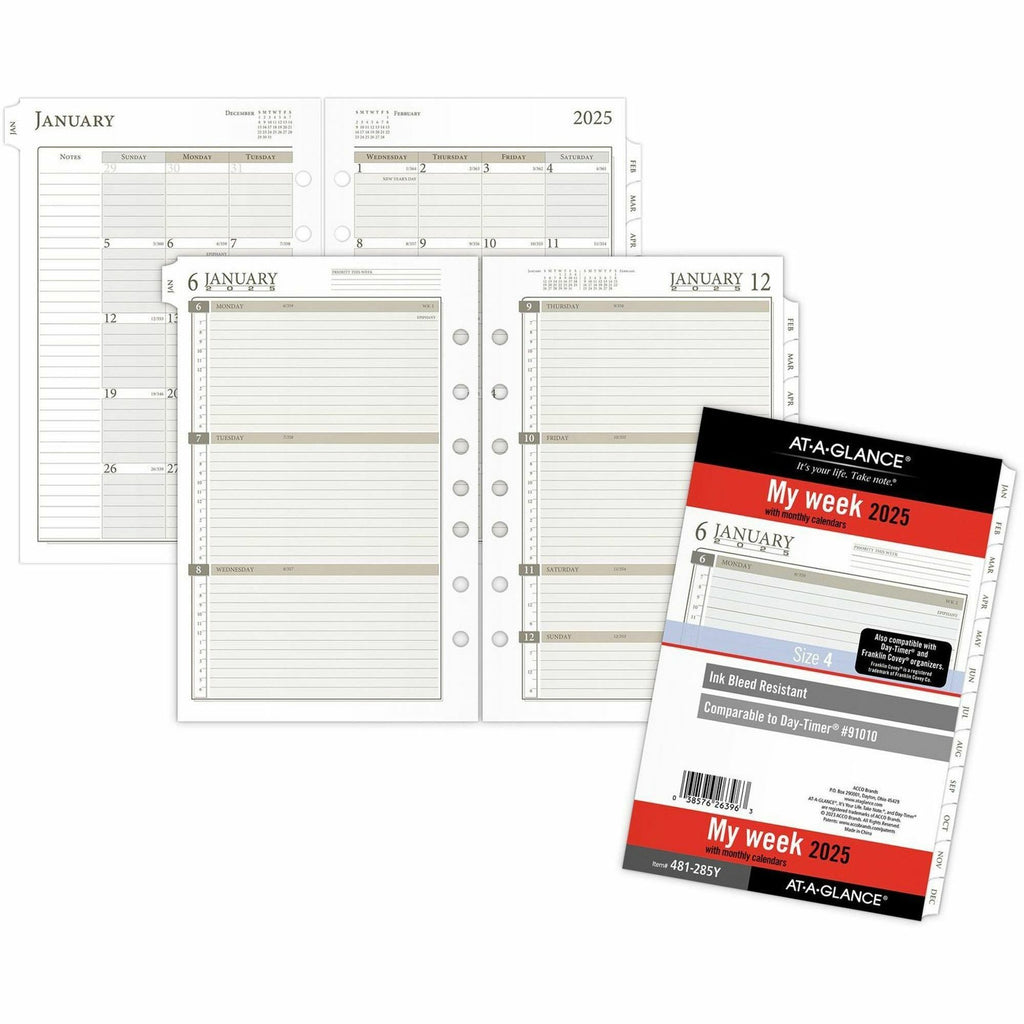 2-Page-Per-Week Planner Refills, 8.5 x 5.5, White Sheets, 12-Month (Jan to Dec): 2024