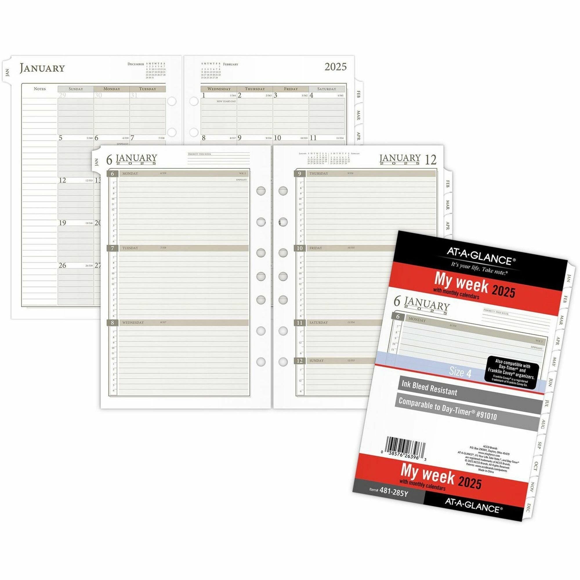 2-Page-Per-Week Planner Refills, 8.5 x 5.5, White Sheets, 12-Month (Jan to Dec): 2024