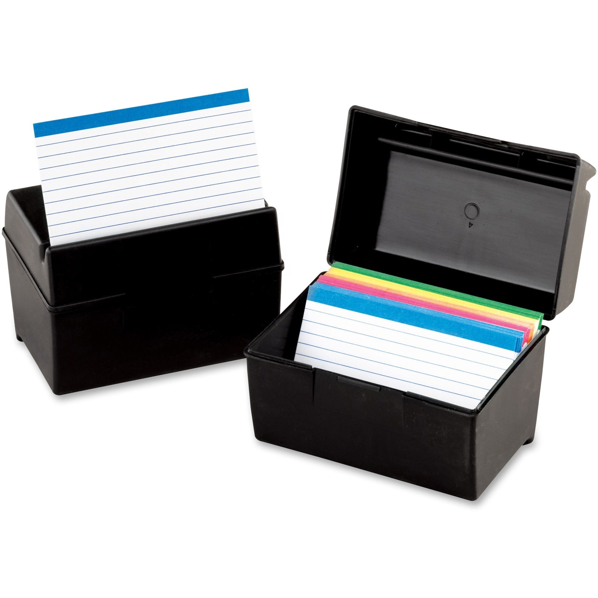Plastic Index Card File, Holds 500 5 x 8 Cards, 8.63 x 6.38 x 6, Black