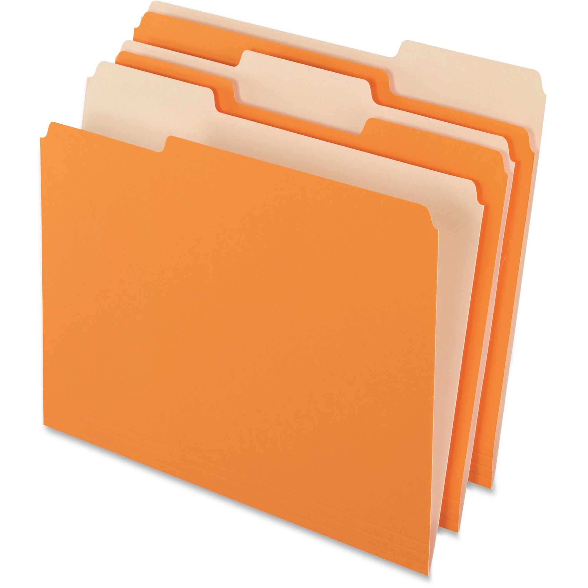 Colored File Folders, 1/3-Cut Tabs: Assorted, Letter Size, Orange/Light Orange, 100/Box