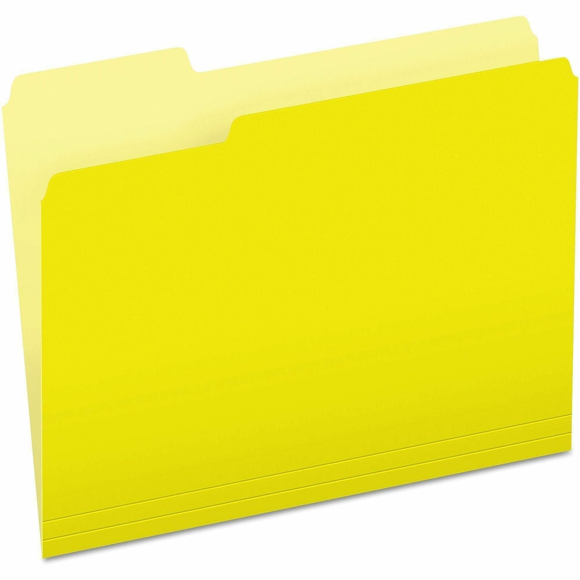 Colored File Folders, 1/3-Cut Tabs: Assorted, Letter Size, Yellow/Light Yellow, 100/Box