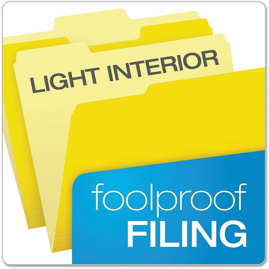 Colored File Folders, 1/3-Cut Tabs: Assorted, Letter Size, Yellow/Light Yellow, 100/Box