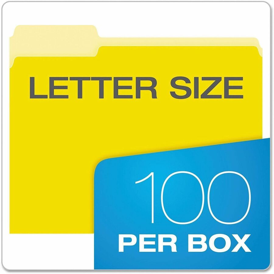 Colored File Folders, 1/3-Cut Tabs: Assorted, Letter Size, Yellow/Light Yellow, 100/Box