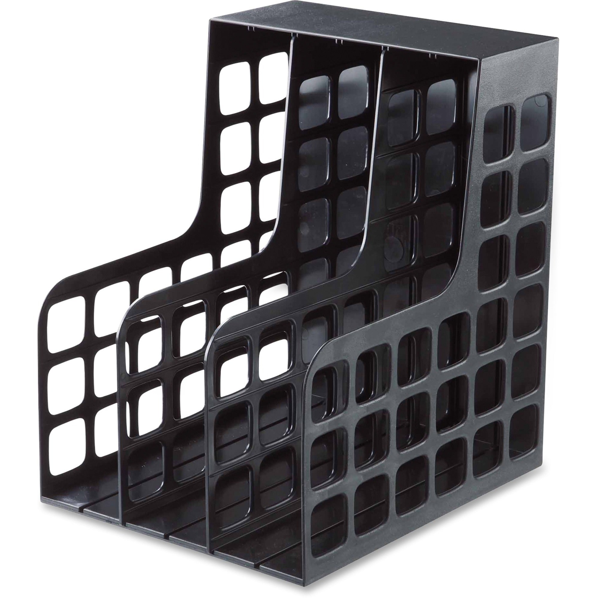 Plastic Magazine File, Two Snap-In Dividers, 9 x 10.63 x 12, Black