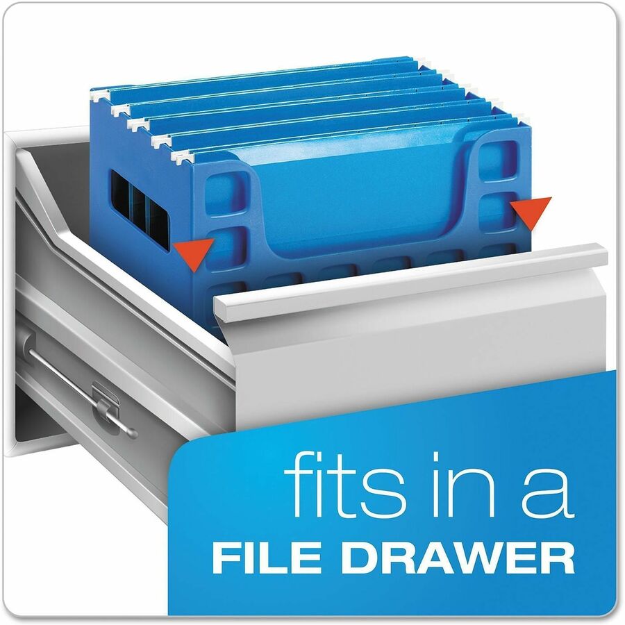Desktop File With Hanging Folders, Letter Size, 6" Long, Blue
