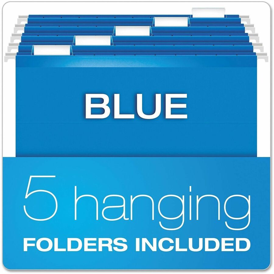 Desktop File With Hanging Folders, Letter Size, 6" Long, Blue