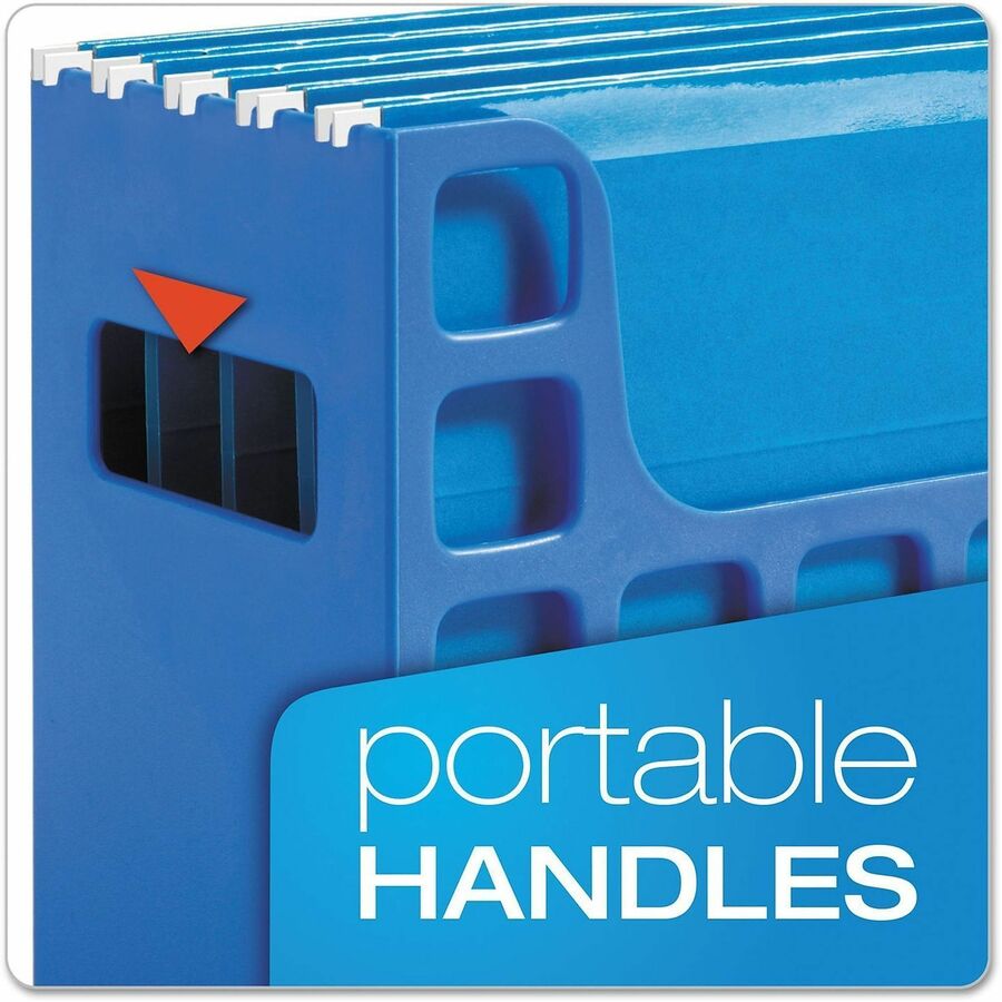 Desktop File With Hanging Folders, Letter Size, 6" Long, Blue