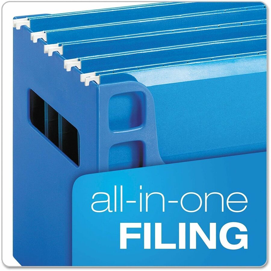 Desktop File With Hanging Folders, Letter Size, 6" Long, Blue