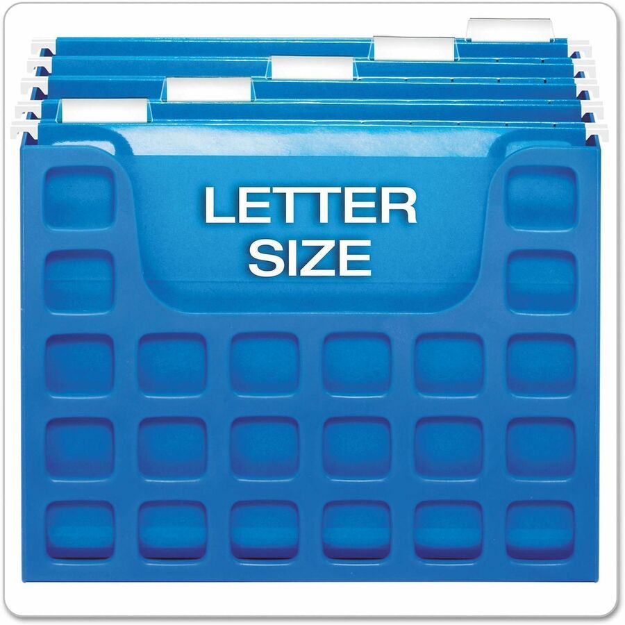 Desktop File With Hanging Folders, Letter Size, 6" Long, Blue