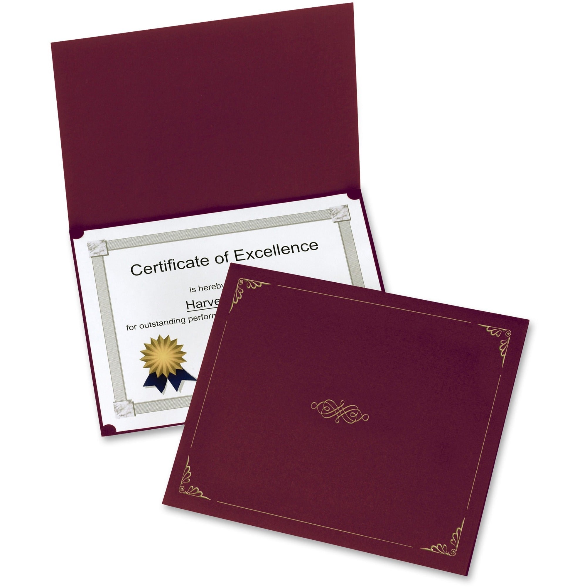 Certificate Holder, 11.25 x 8.75, Burgundy, 5/Pack