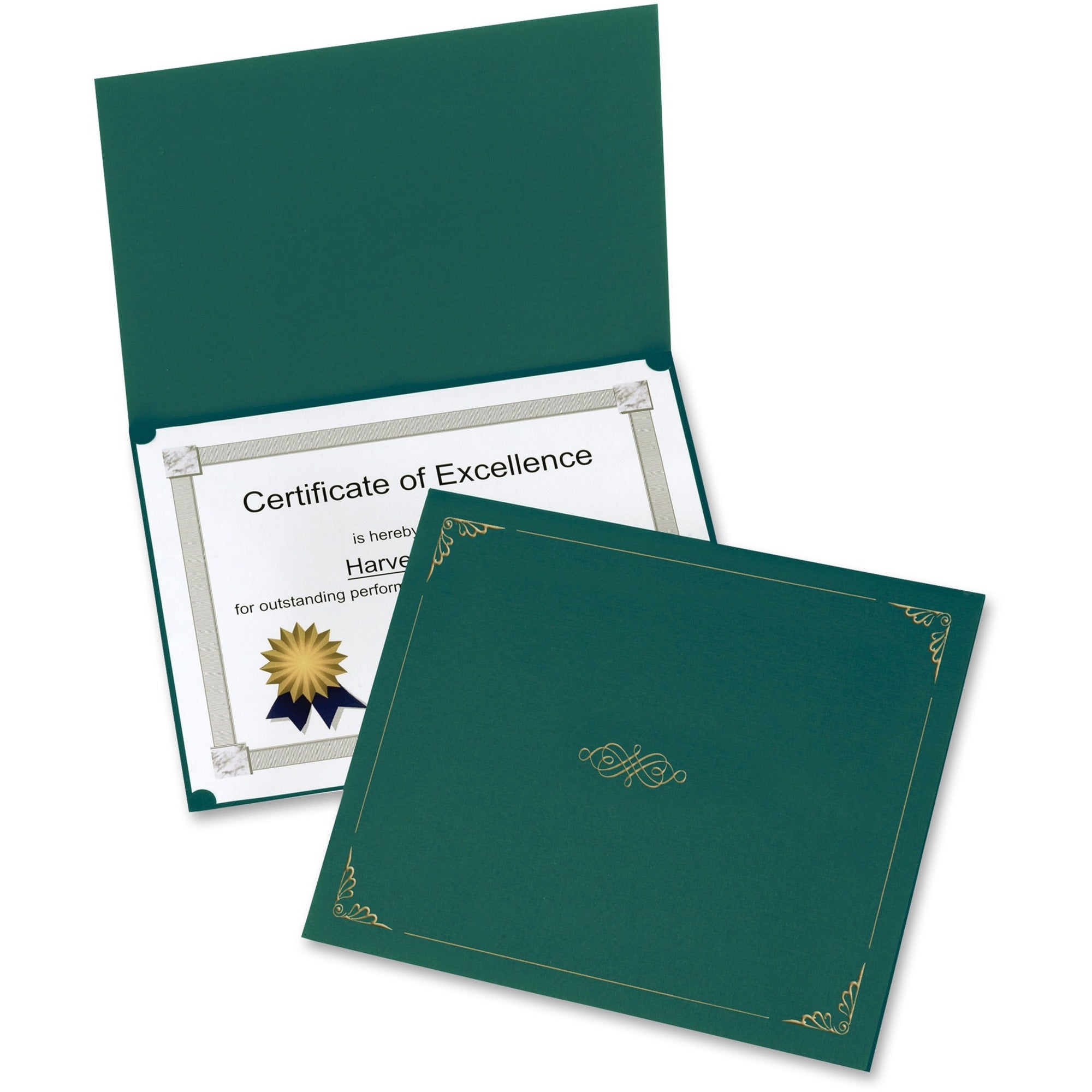 Certificate Holder, 11.25 x 8.75, Green, 5/Pack