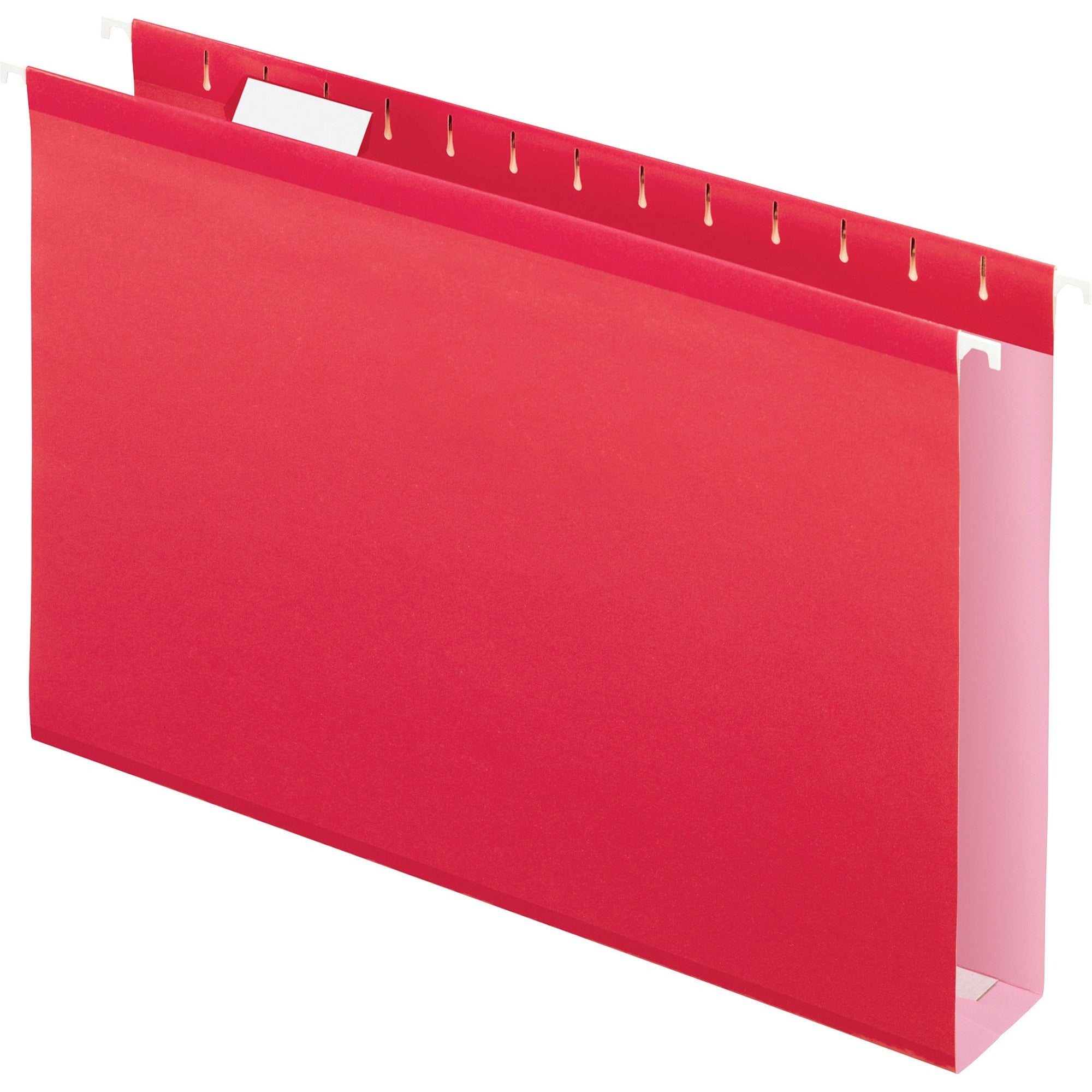 Extra Capacity Reinforced Hanging File Folders with Box Bottom, 2" Capacity, Legal Size, 1/5-Cut Tabs, Red, 25/Box