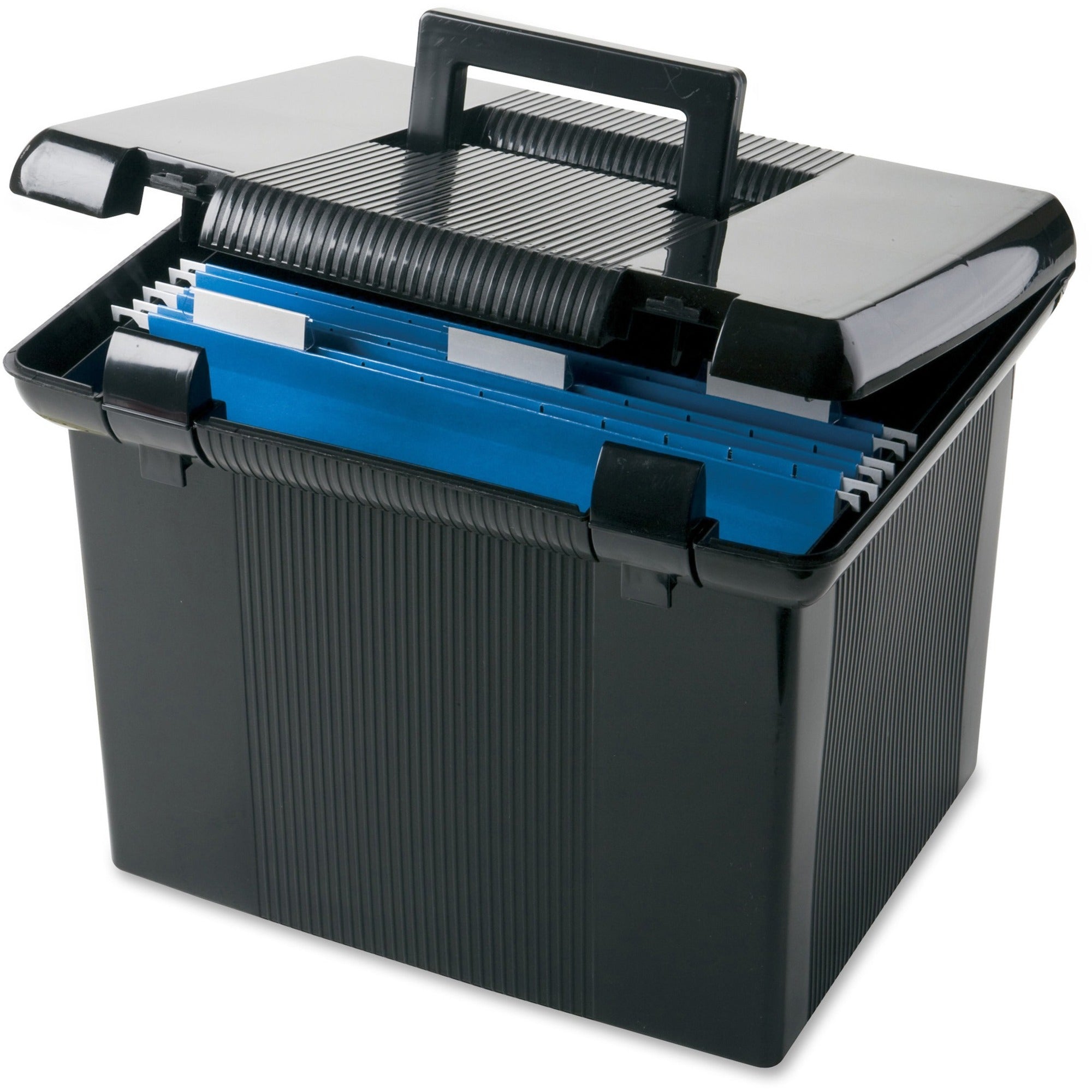 Portable File Boxes, Letter Files, 13.88" x 14" x 11.13", Black