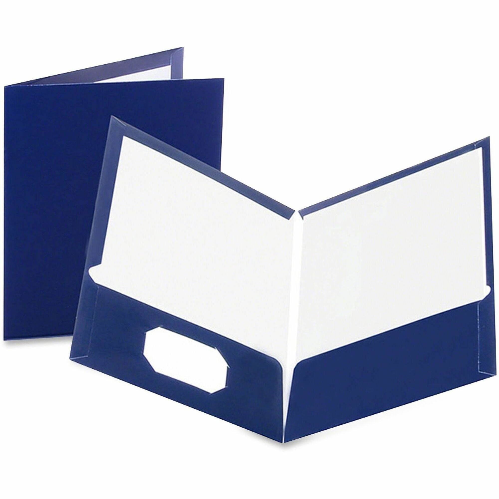 High Gloss Laminated Paperboard Folder, 100-Sheet Capacity, 11 x 8.5, Navy, 25/Box