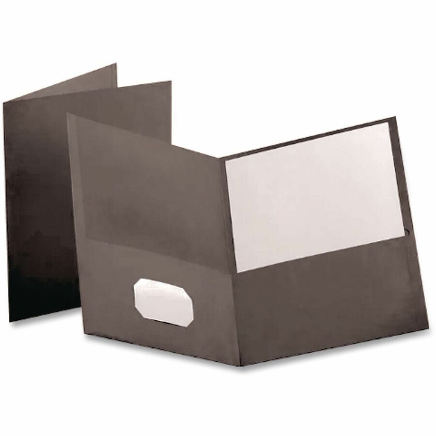 Linen Finish Twin Pocket Folders, 100-Sheet Capacity, 11 x 8.5, Black, 25/Box