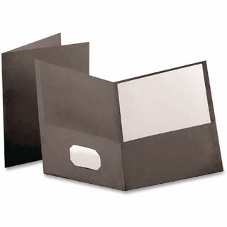 Linen Finish Twin Pocket Folders, 100-Sheet Capacity, 11 x 8.5, Black, 25/Box
