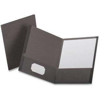 Linen Finish Twin Pocket Folders, 100-Sheet Capacity, 11 x 8.5, Black, 25/Box