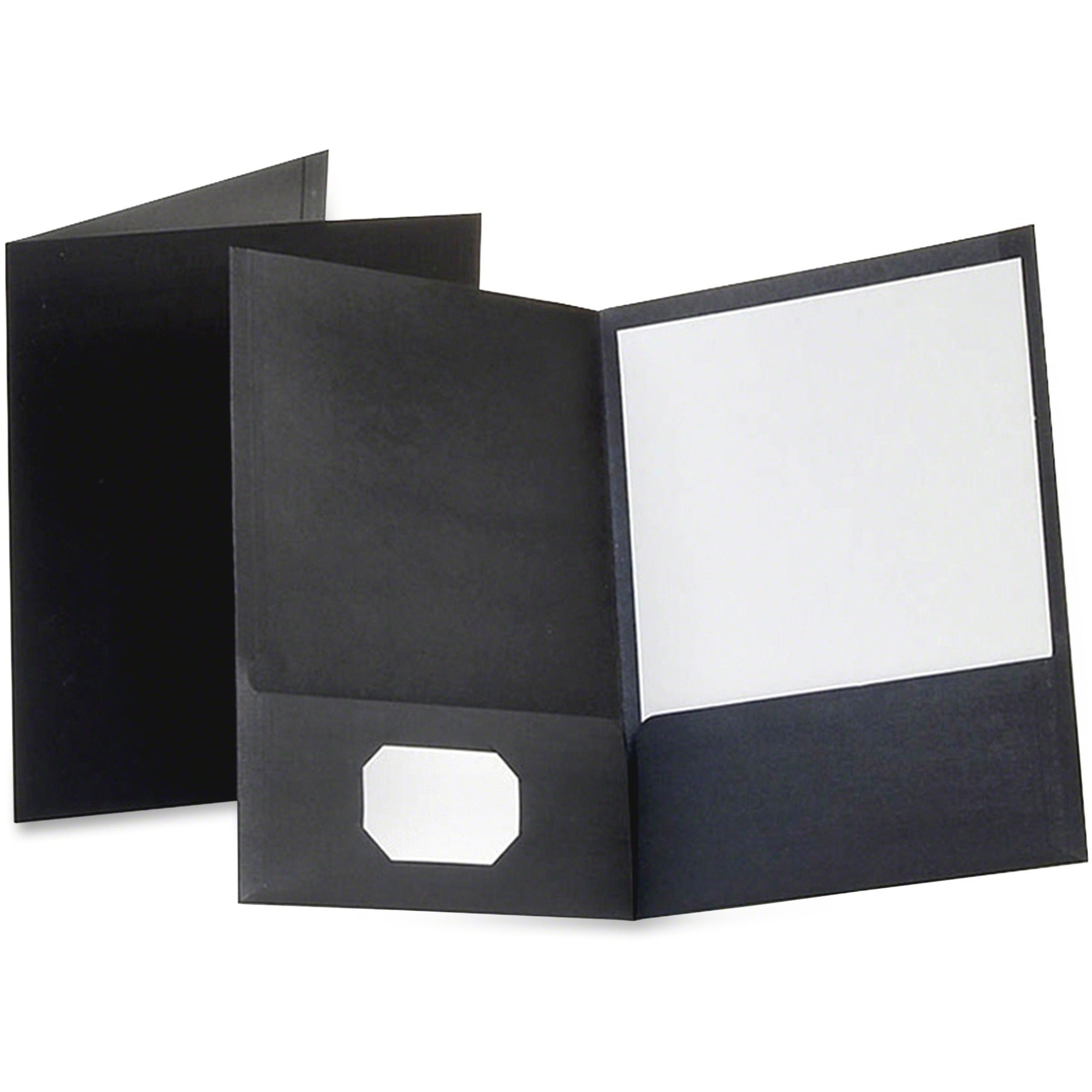Linen Finish Twin Pocket Folders, 100-Sheet Capacity, 11 x 8.5, Black, 25/Box