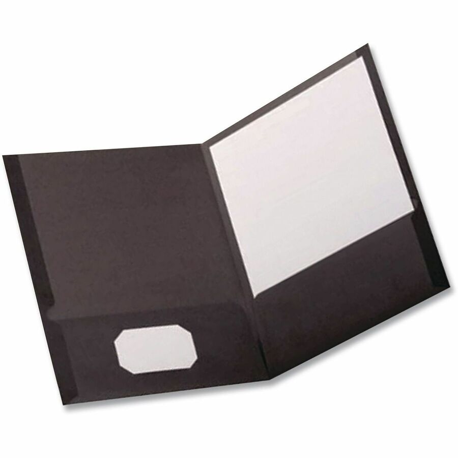 Linen Finish Twin Pocket Folders, 100-Sheet Capacity, 11 x 8.5, Black, 25/Box