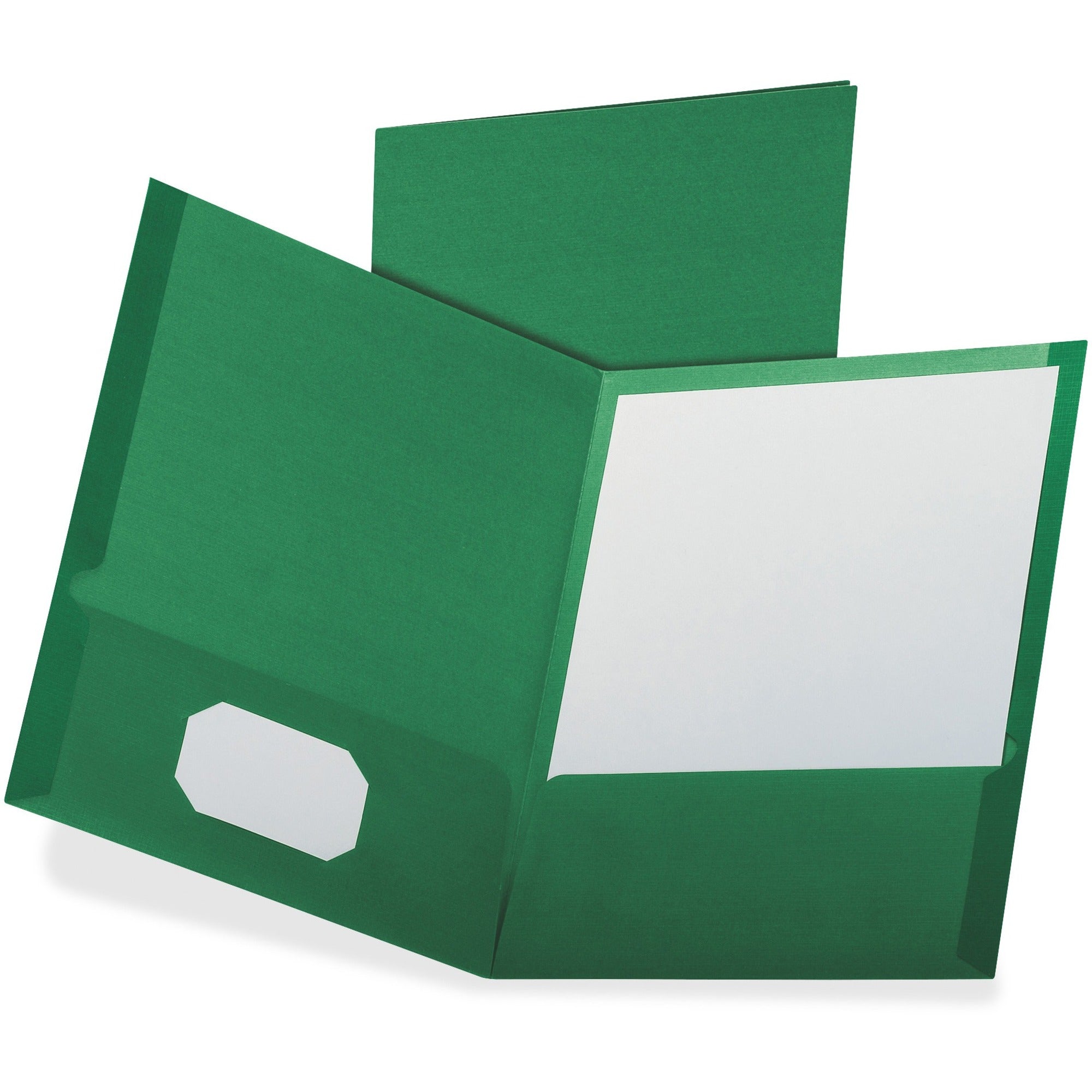 Linen Finish Twin Pocket Folders, 100-Sheet Capacity, 11 x 8.5, Hunter Green, 25/Box