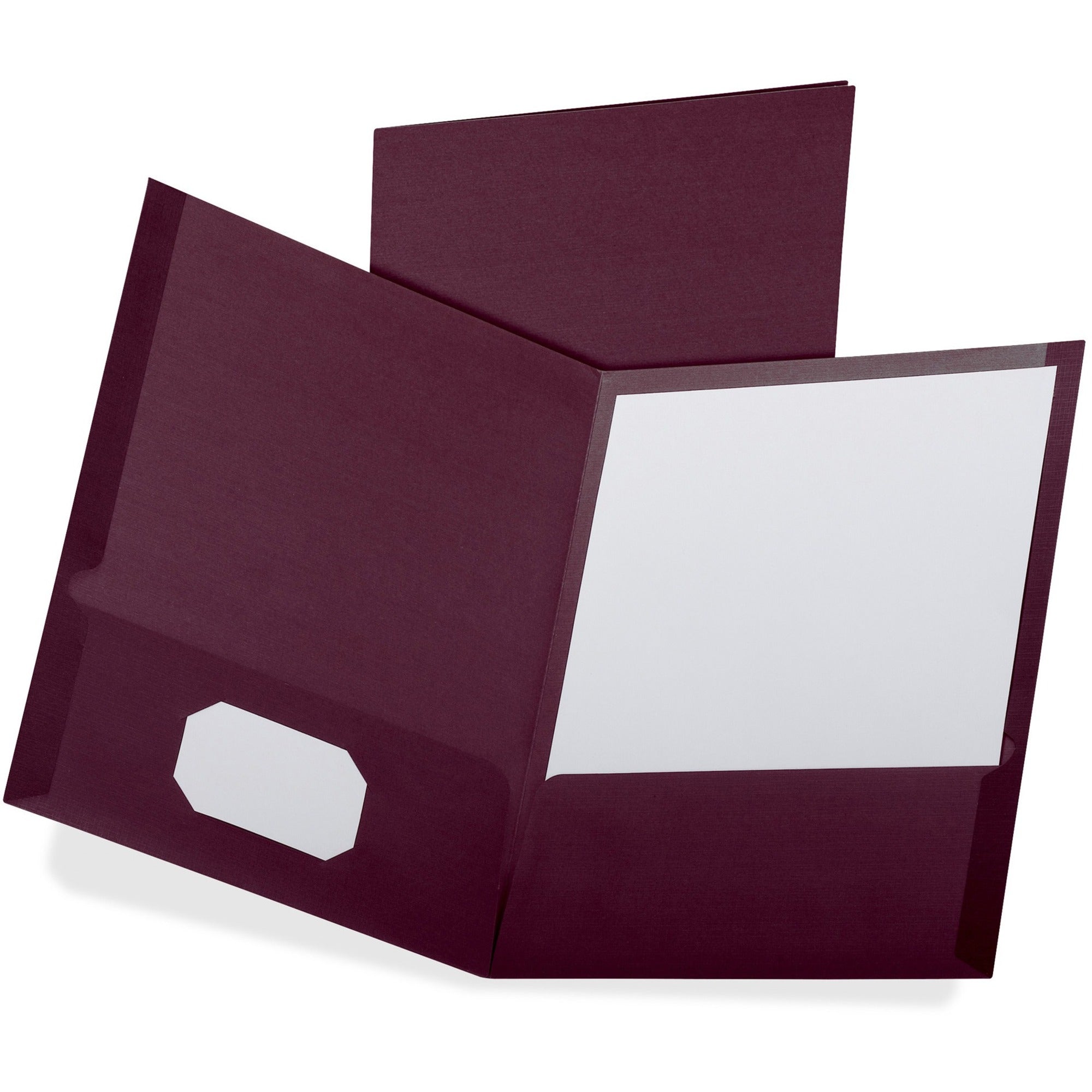 Linen Finish Twin Pocket Folders, 100-Sheet Capacity, 11 x 8.5, Burgundy, 25/Box