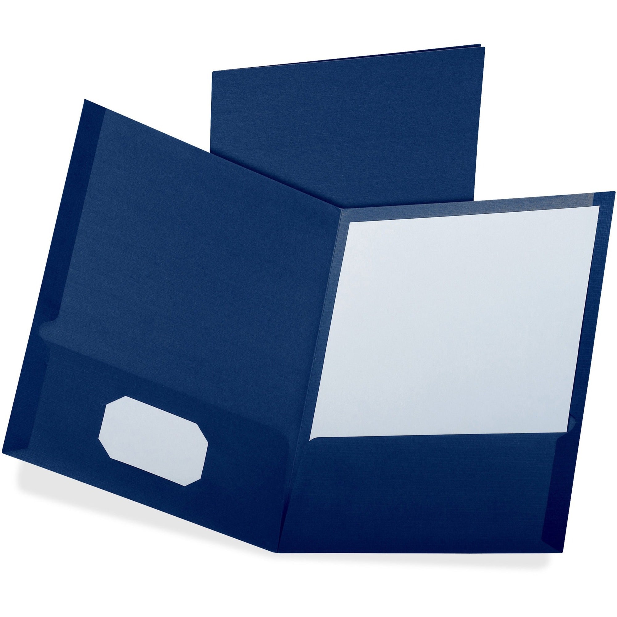Linen Finish Twin Pocket Folders, 100-Sheet Capacity, 11 x 8.5, Navy, 25/Box