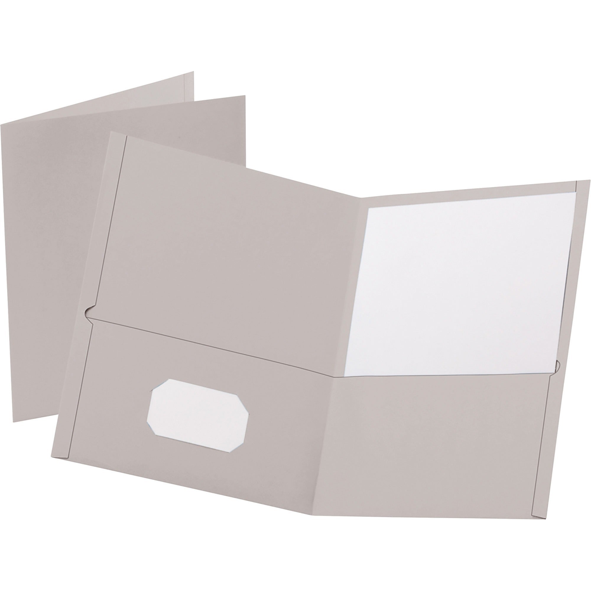 Twin-Pocket Folder, Embossed Leather Grain Paper, 0.5" Capacity, 11 x 8.5, Gray, 25/Box