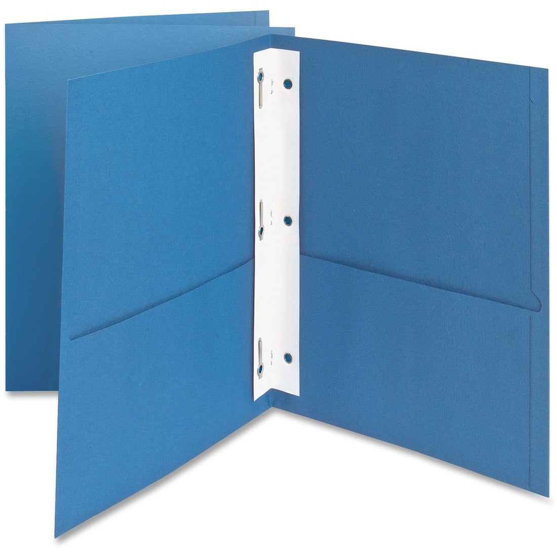 Twin-Pocket Folders with 3 Fasteners, 0.5" Capacity, 11 x 8.5, Light Blue, 25/Box