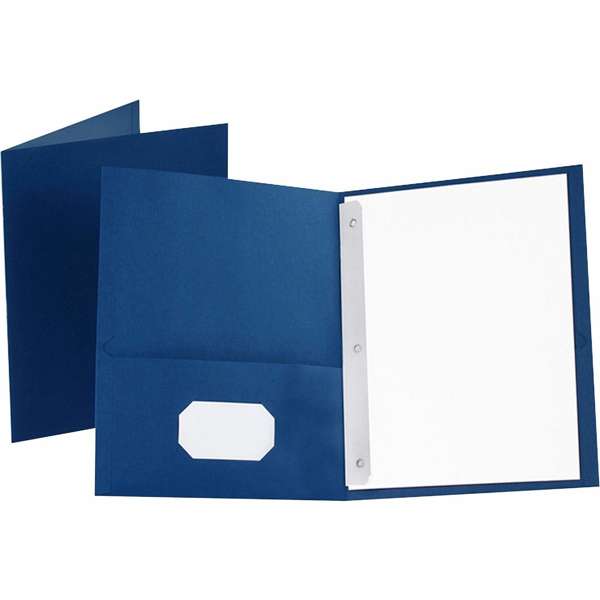 Twin-Pocket Folders with 3 Fasteners, 0.5" Capacity, 11 x 8.5, Blue, 25/Box