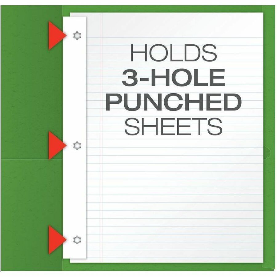 Twin-Pocket Folders with 3 Fasteners, 0.5" Capacity, 11 x 8.5, Green, 25/Box