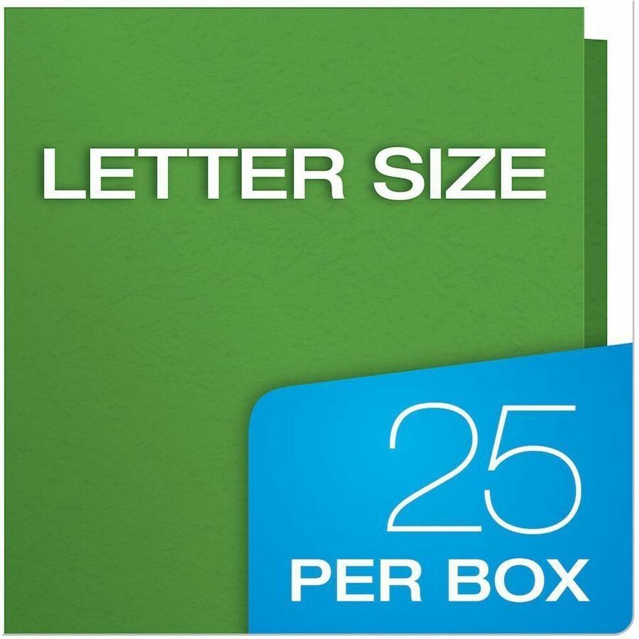 Twin-Pocket Folders with 3 Fasteners, 0.5" Capacity, 11 x 8.5, Green, 25/Box