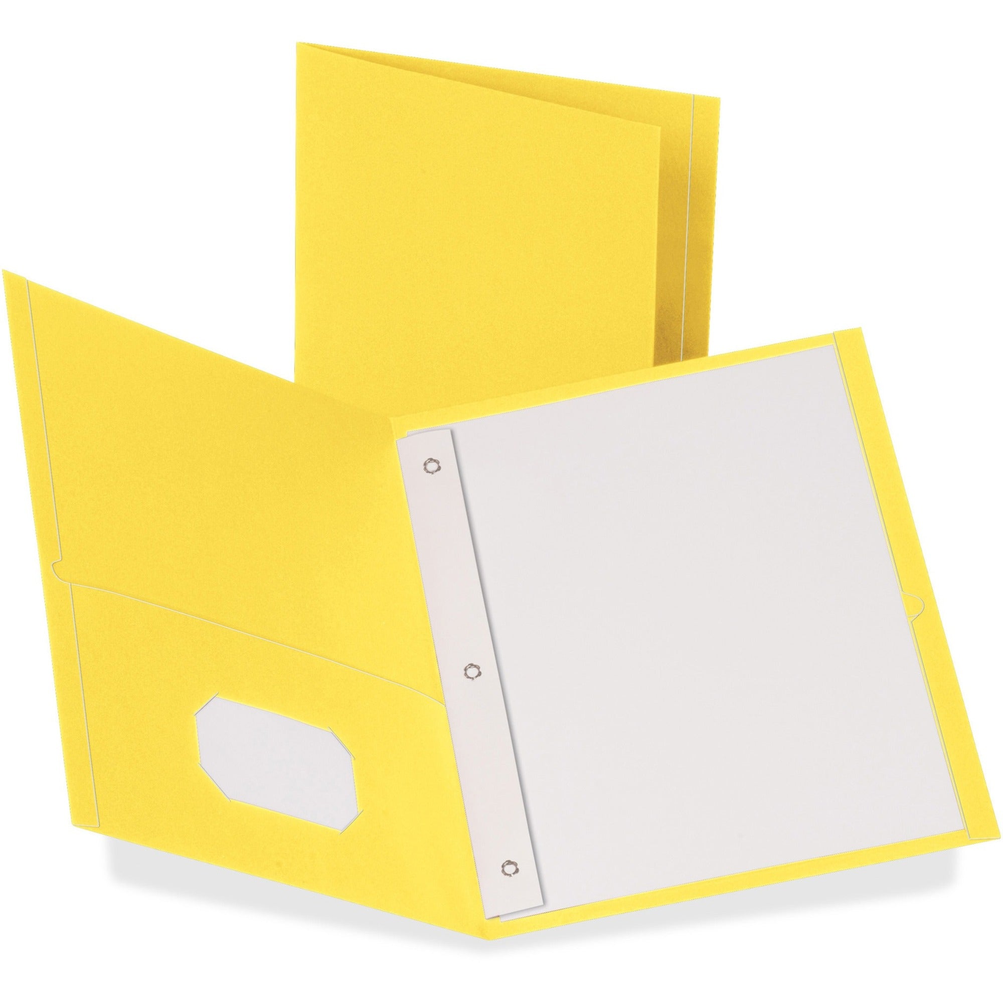 Twin-Pocket Folders with 3 Fasteners, 0.5" Capacity, 11 x 8.5, Yellow, 25/Box