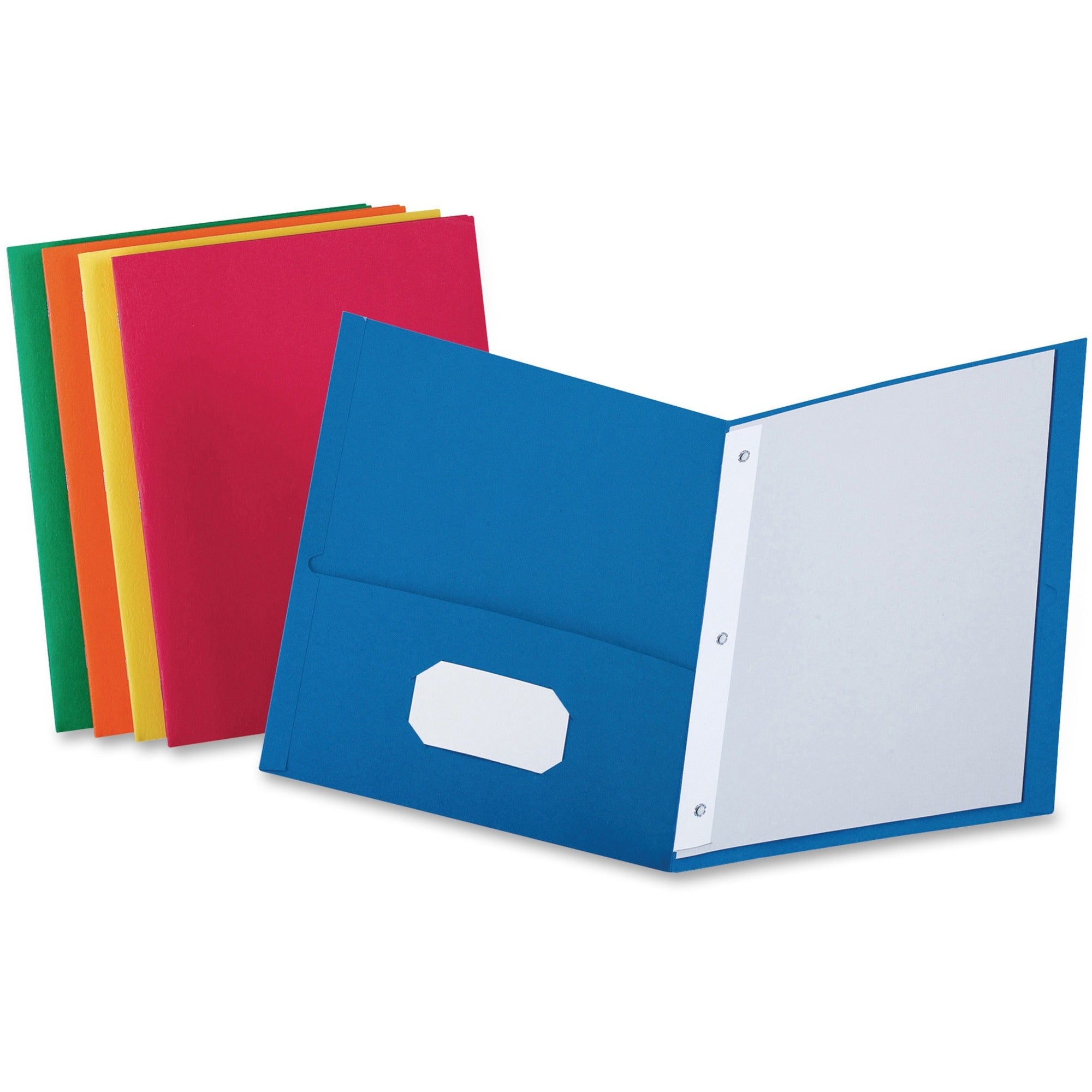 Twin-Pocket Folders with 3 Fasteners, 0.5" Capacity, 11 x 8.5, Assorted, 25/Box