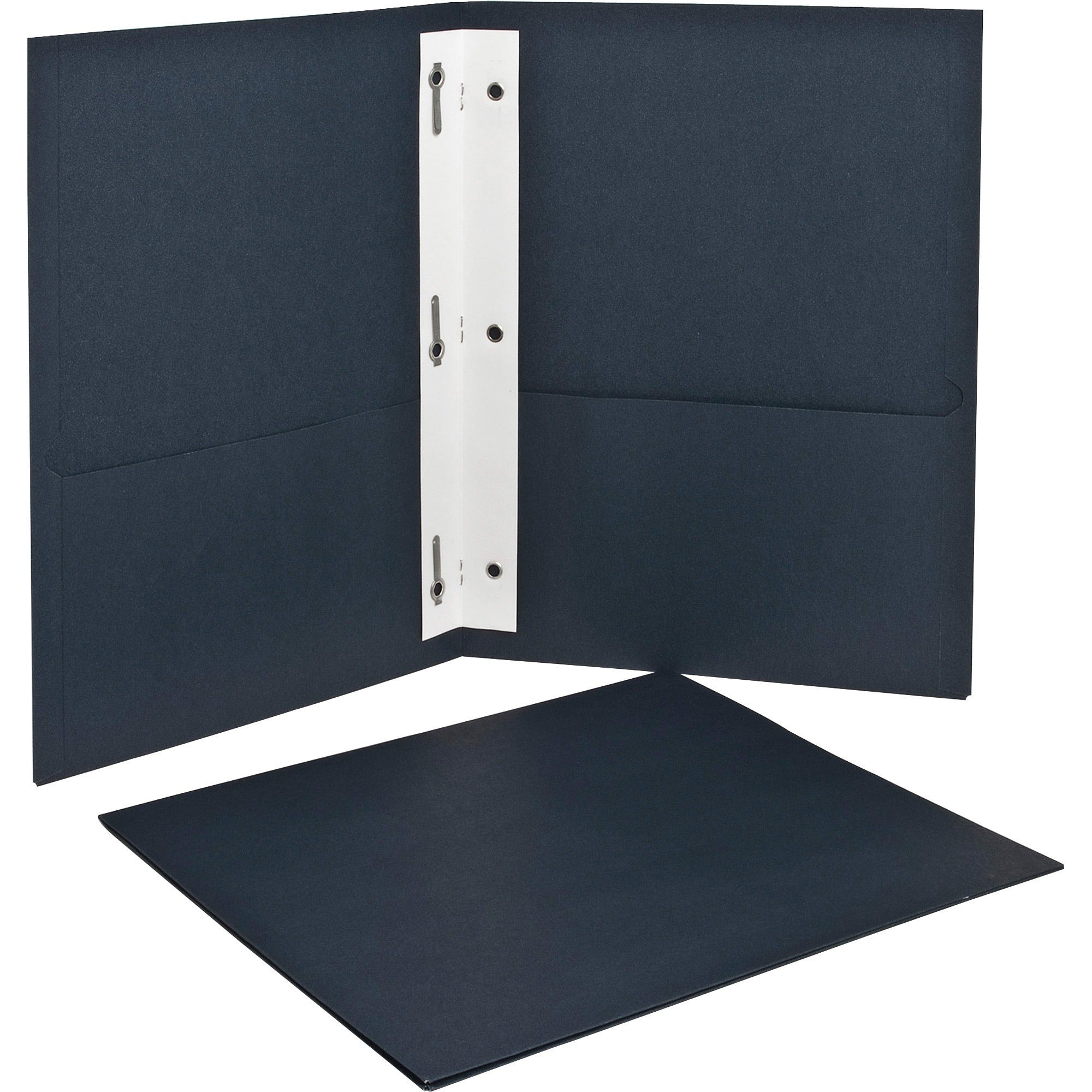 Twin-Pocket Folders with 3 Fasteners, 0.5" Capacity, 11 x 8.5, Dark Blue, 25/Box