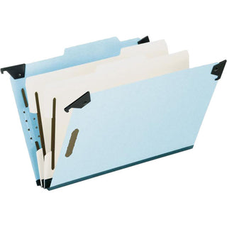Hanging Classification Folders with Dividers, Legal Size, 2 Dividers, 2/5-Cut Exterior Tabs, Blue